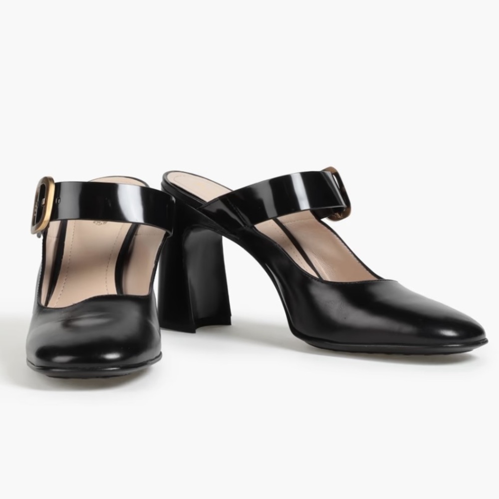Tod's Black Mary Jane Leather Heels Sz 38.5/ 8.5